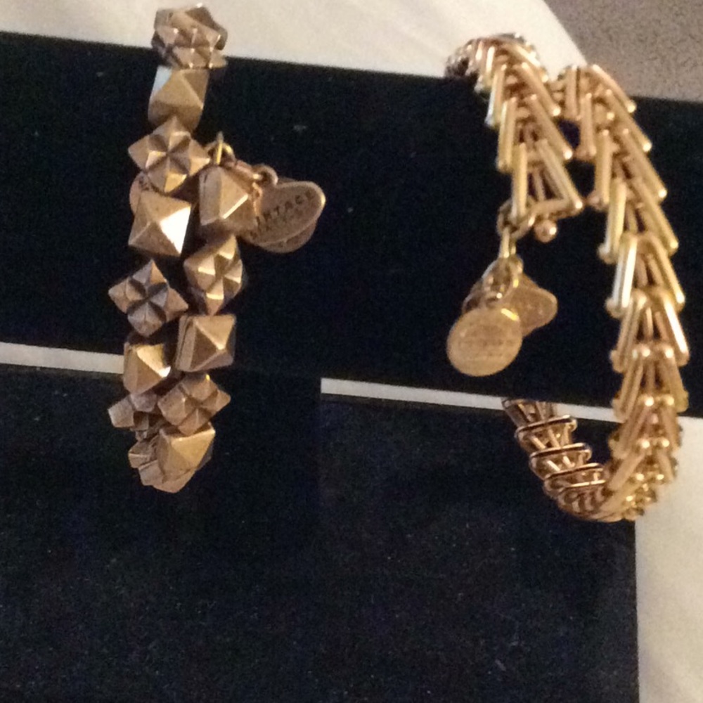 Two gold tone Alexis and Ani bracelets
